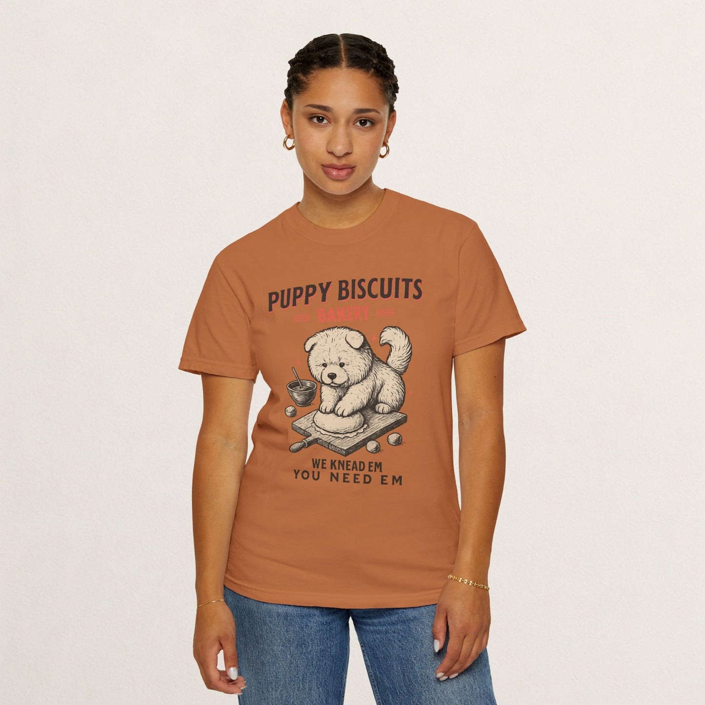 Cute Puppy Biscuit Bakery T-shirt, Dog Lover Gift, Unisex Graphic Tee, Dog Mom Shirt, Fun Pet Apparel, Animal Lover Top