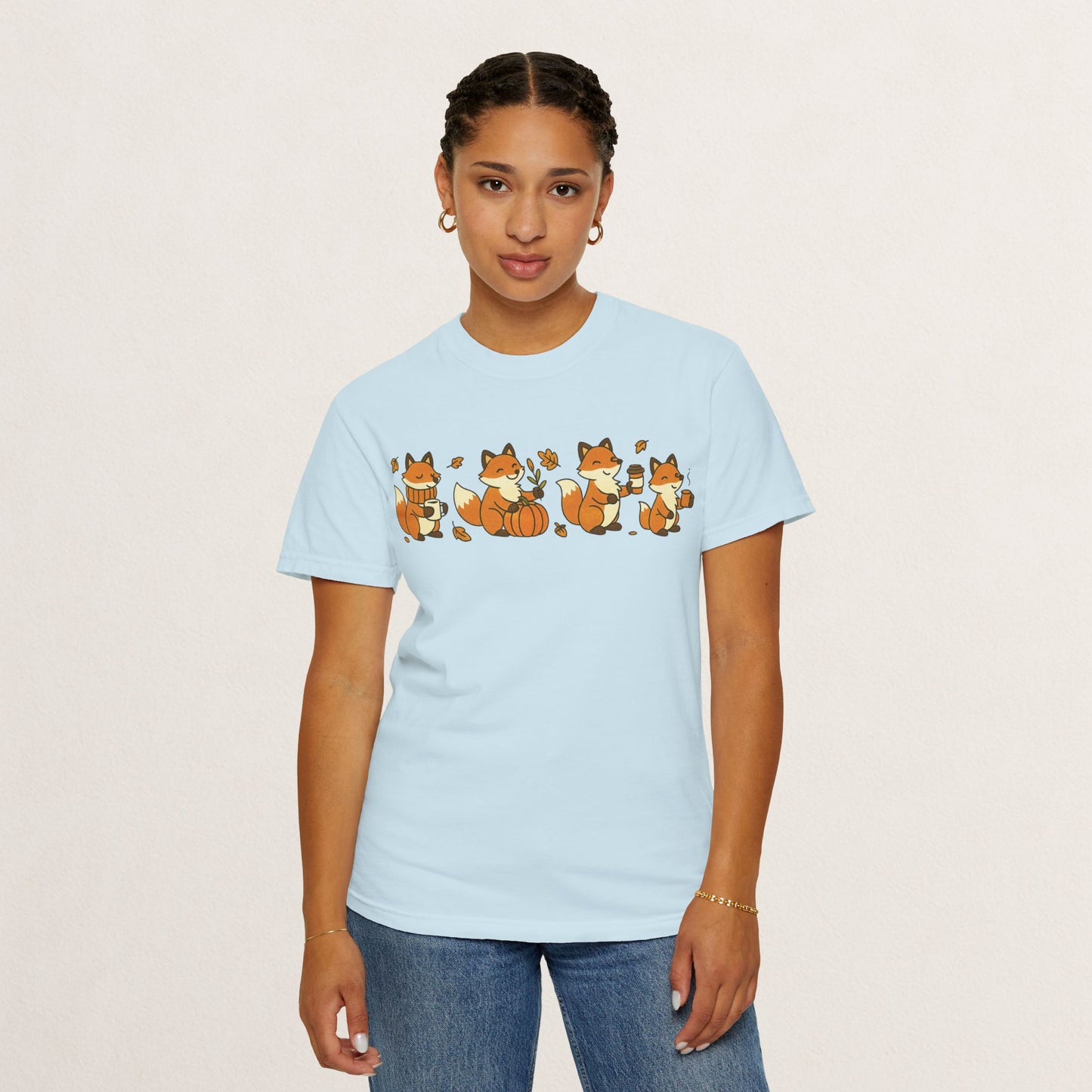 Cozy Fox Garment-Dyed T-Shirt for Nature Lovers, Cute Fall Apparel for Adults, Gift for Friends and Family, Casual Wear, Seasonal Fashion
