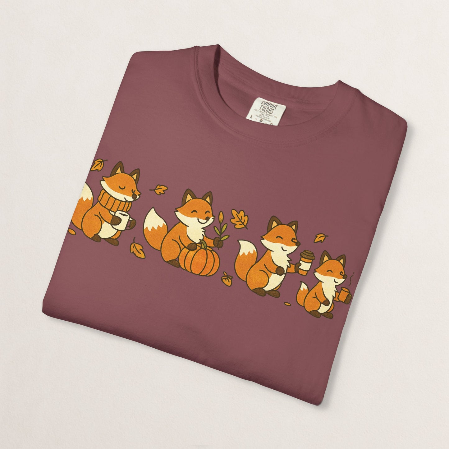 Cozy Fox Garment-Dyed T-Shirt for Nature Lovers, Cute Fall Apparel for Adults, Gift for Friends and Family, Casual Wear, Seasonal Fashion