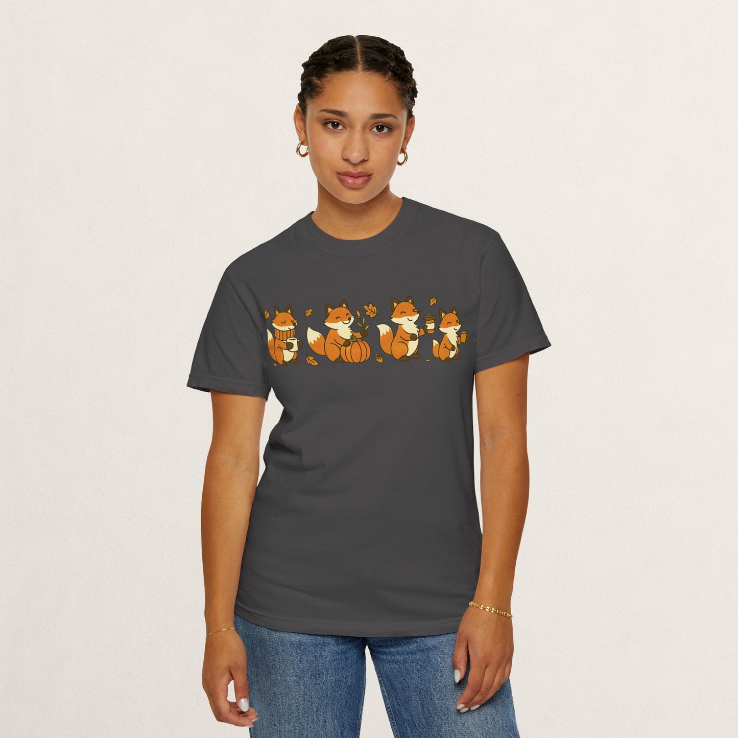 Cozy Fox Garment-Dyed T-Shirt for Nature Lovers, Cute Fall Apparel for Adults, Gift for Friends and Family, Casual Wear, Seasonal Fashion
