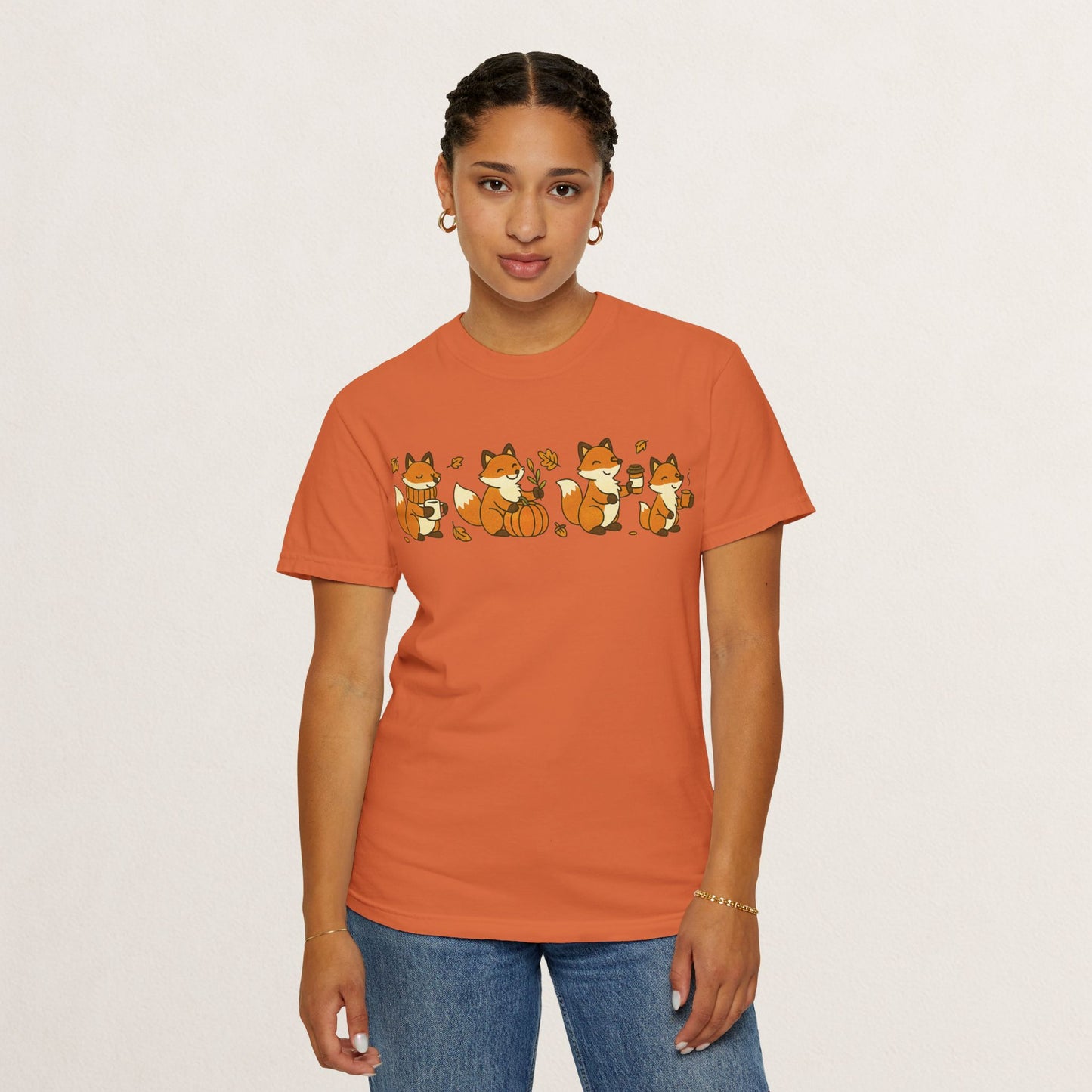Cozy Fox Garment-Dyed T-Shirt for Nature Lovers, Cute Fall Apparel for Adults, Gift for Friends and Family, Casual Wear, Seasonal Fashion