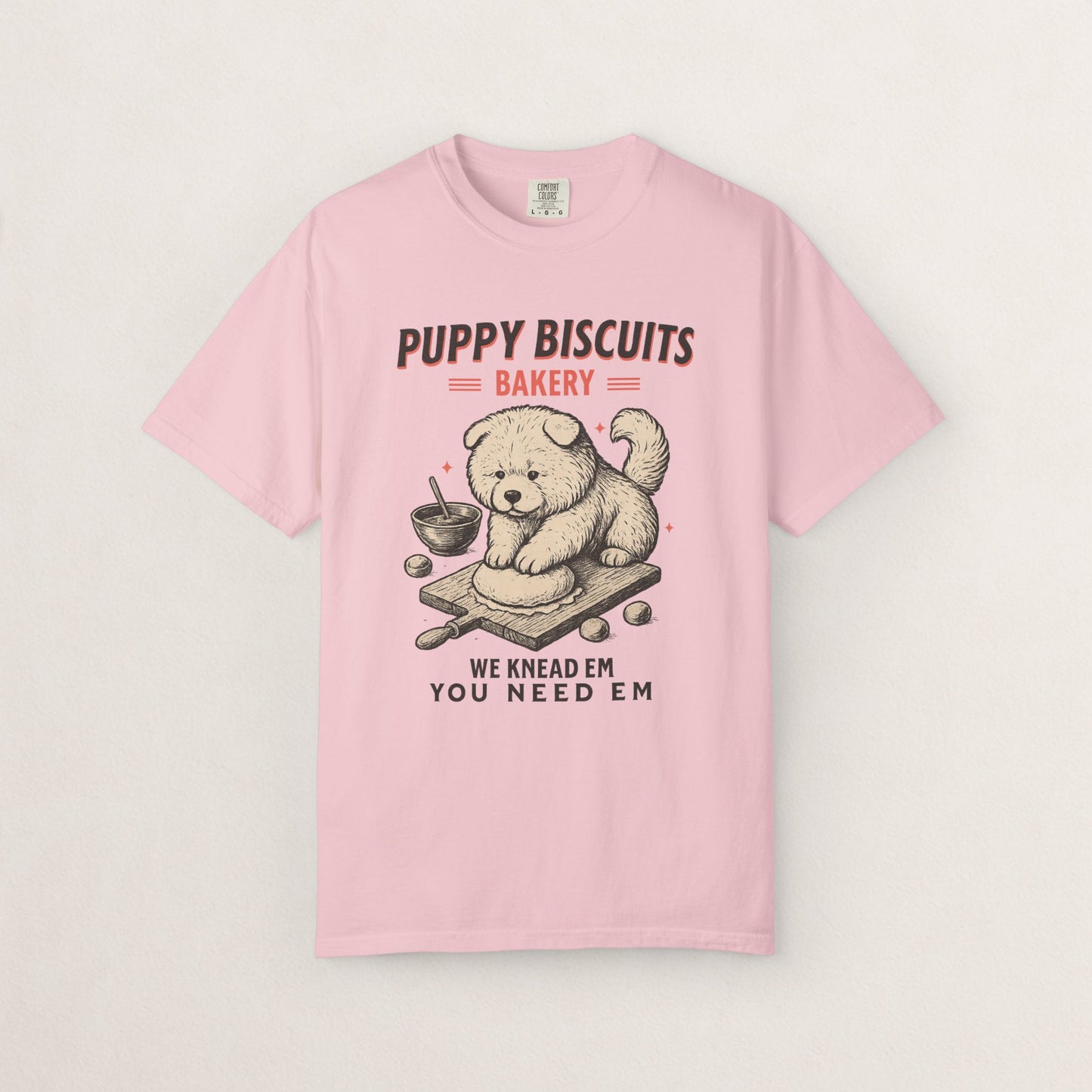 Cute Puppy Biscuit Bakery T-shirt, Dog Lover Gift, Unisex Graphic Tee, Dog Mom Shirt, Fun Pet Apparel, Animal Lover Top