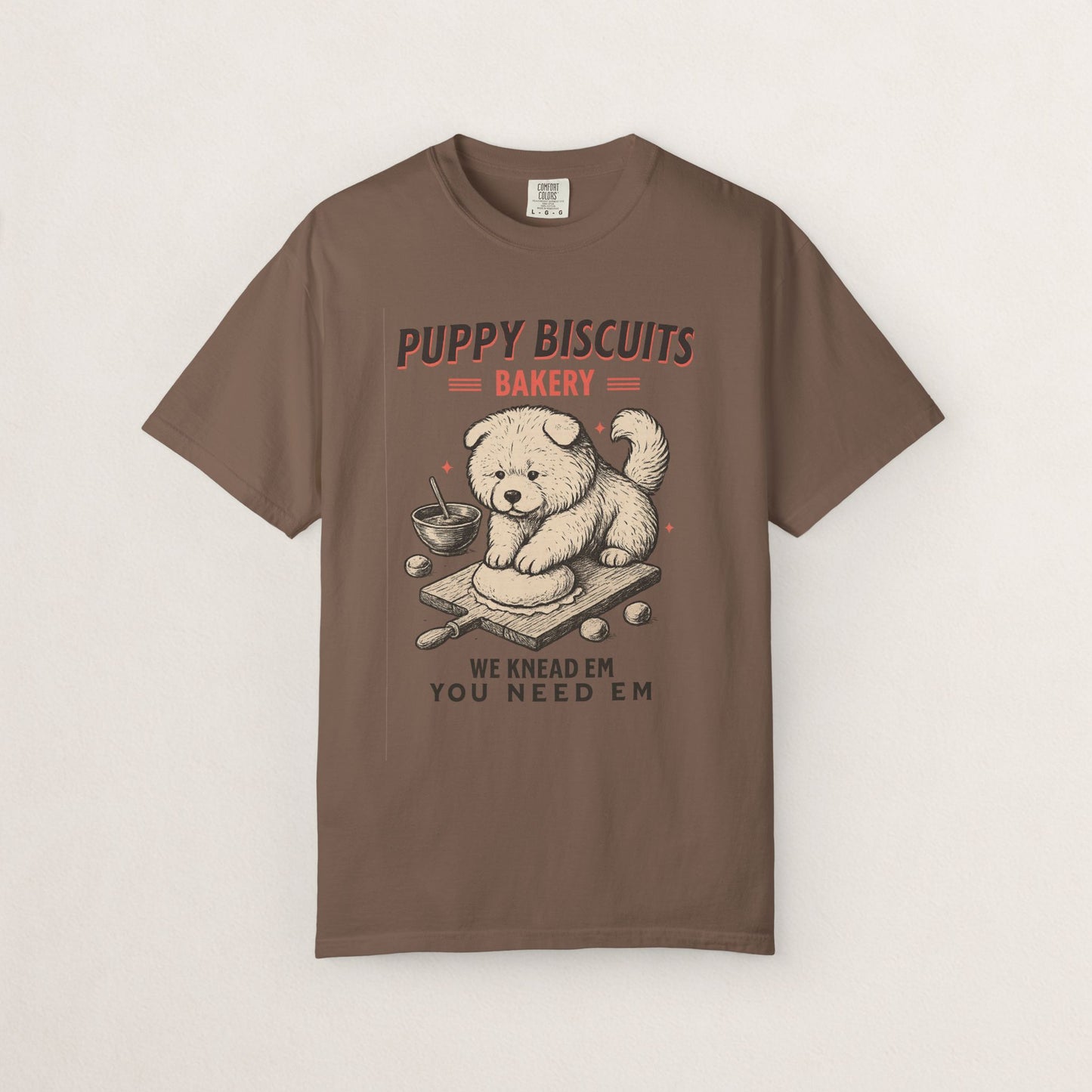Cute Puppy Biscuit Bakery T-shirt, Dog Lover Gift, Unisex Graphic Tee, Dog Mom Shirt, Fun Pet Apparel, Animal Lover Top