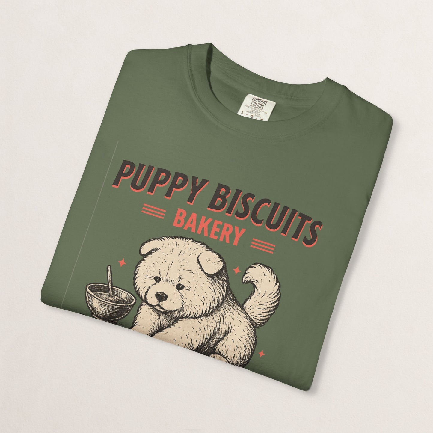 Cute Puppy Biscuit Bakery T-shirt, Dog Lover Gift, Unisex Graphic Tee, Dog Mom Shirt, Fun Pet Apparel, Animal Lover Top