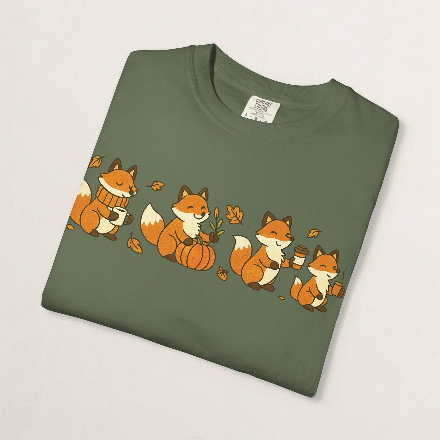 Cozy Fox Garment-Dyed T-Shirt for Nature Lovers, Cute Fall Apparel for Adults, Gift for Friends and Family, Casual Wear, Seasonal Fashion