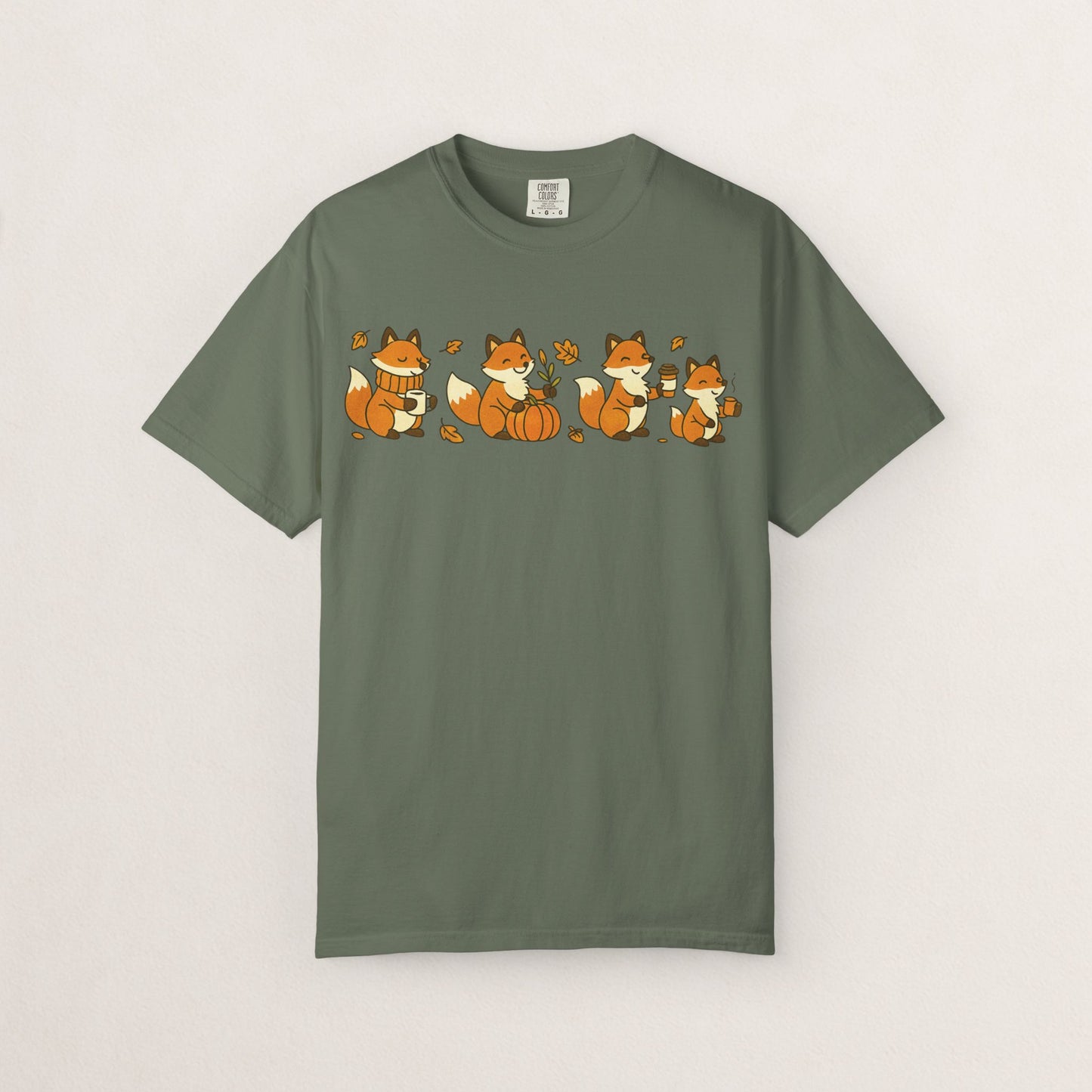 Cozy Fox Garment-Dyed T-Shirt for Nature Lovers, Cute Fall Apparel for Adults, Gift for Friends and Family, Casual Wear, Seasonal Fashion