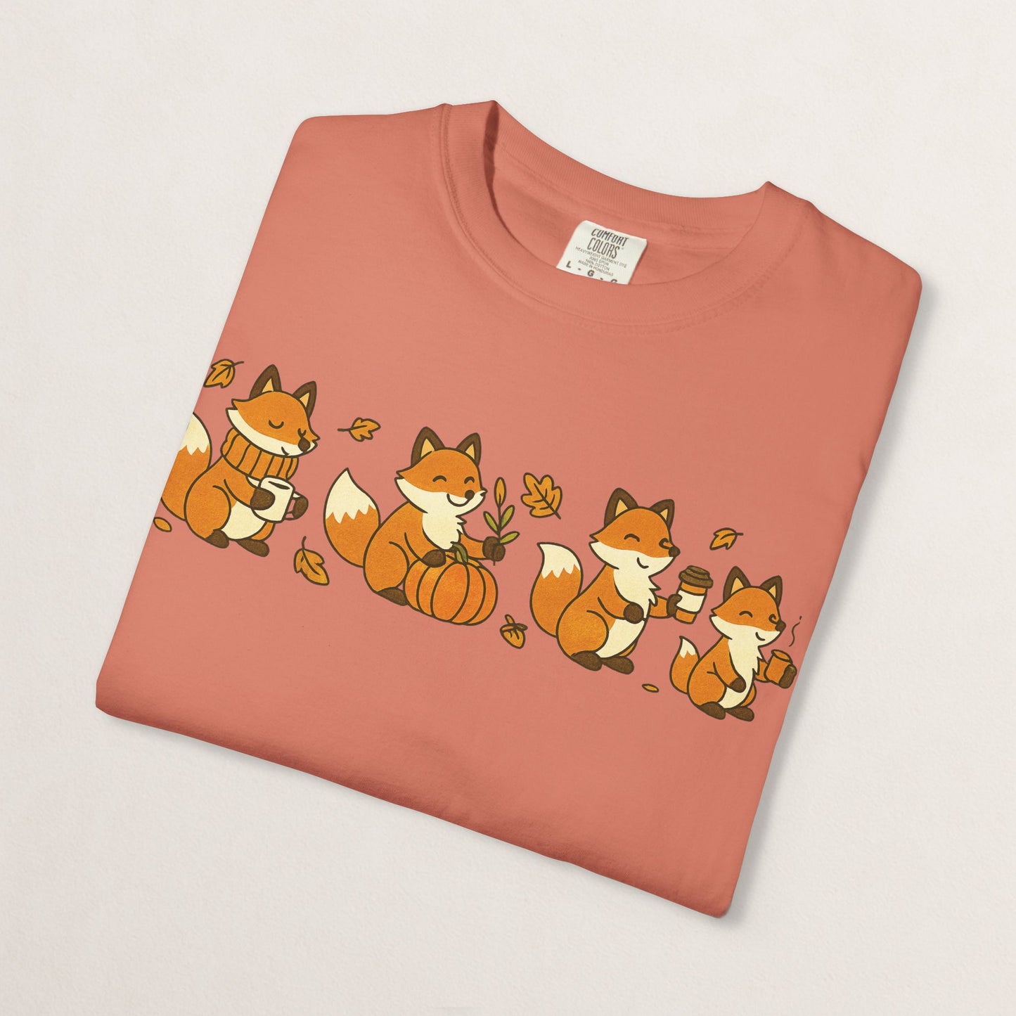 Cozy Fox Garment-Dyed T-Shirt for Nature Lovers, Cute Fall Apparel for Adults, Gift for Friends and Family, Casual Wear, Seasonal Fashion