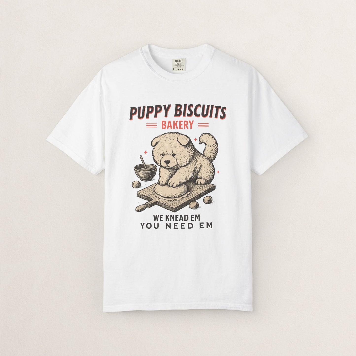 Cute Puppy Biscuit Bakery T-shirt, Dog Lover Gift, Unisex Graphic Tee, Dog Mom Shirt, Fun Pet Apparel, Animal Lover Top