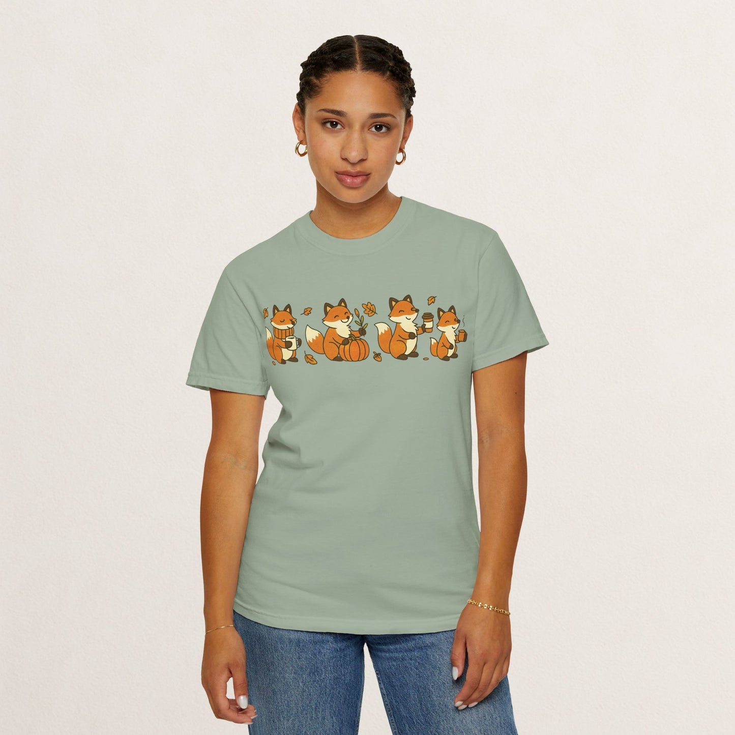 Cozy Fox Garment-Dyed T-Shirt for Nature Lovers, Cute Fall Apparel for Adults, Gift for Friends and Family, Casual Wear, Seasonal Fashion