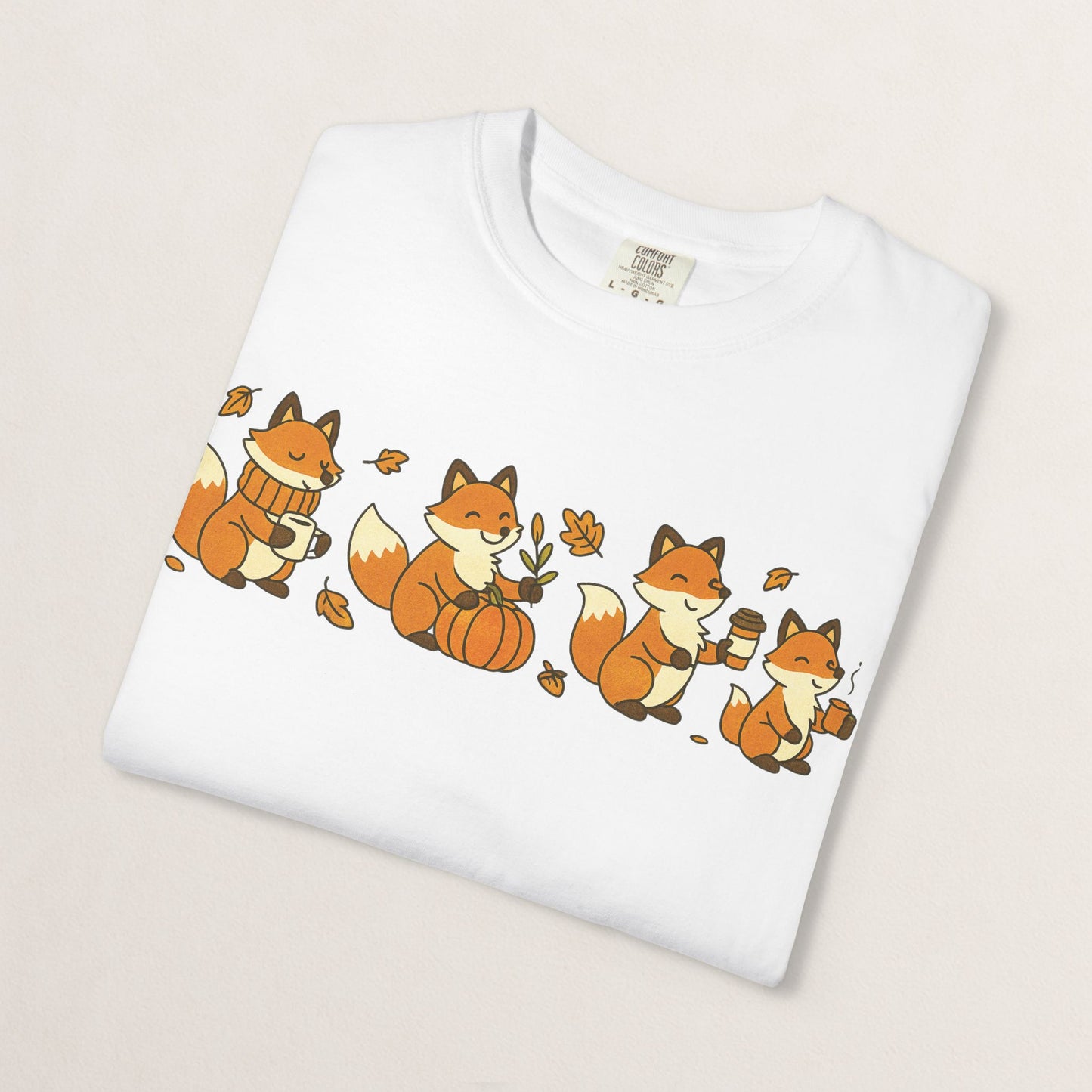 Cozy Fox Garment-Dyed T-Shirt for Nature Lovers, Cute Fall Apparel for Adults, Gift for Friends and Family, Casual Wear, Seasonal Fashion