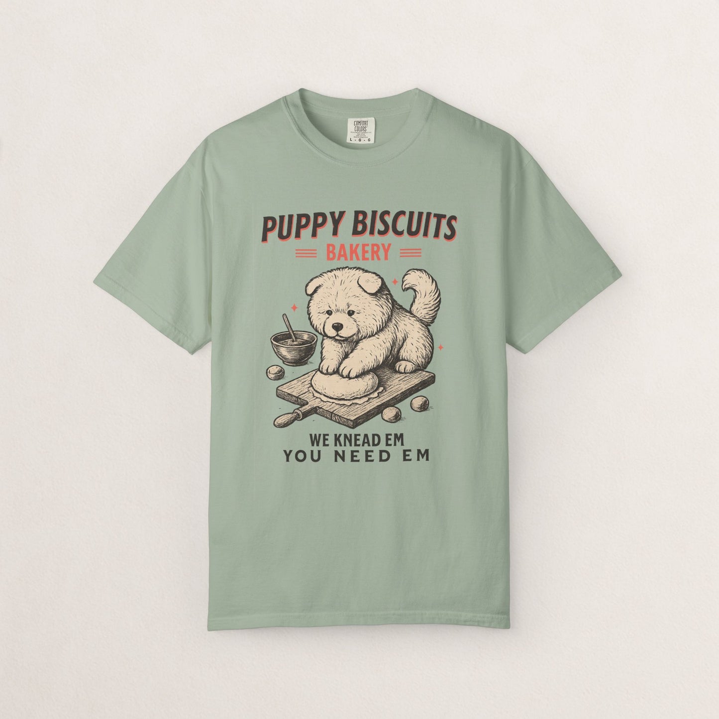 Cute Puppy Biscuit Bakery T-shirt, Dog Lover Gift, Unisex Graphic Tee, Dog Mom Shirt, Fun Pet Apparel, Animal Lover Top