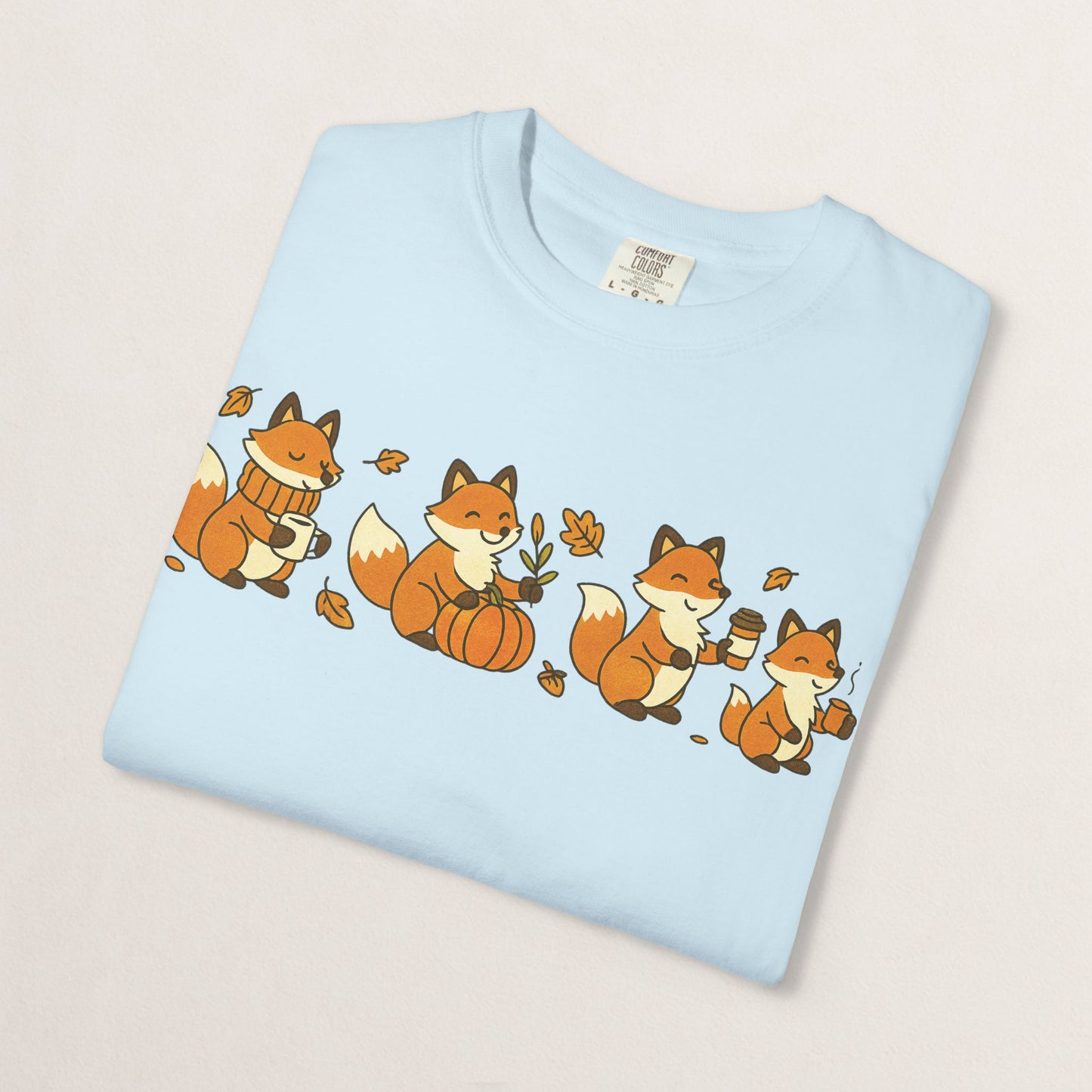 Cozy Fox Garment-Dyed T-Shirt for Nature Lovers, Cute Fall Apparel for Adults, Gift for Friends and Family, Casual Wear, Seasonal Fashion