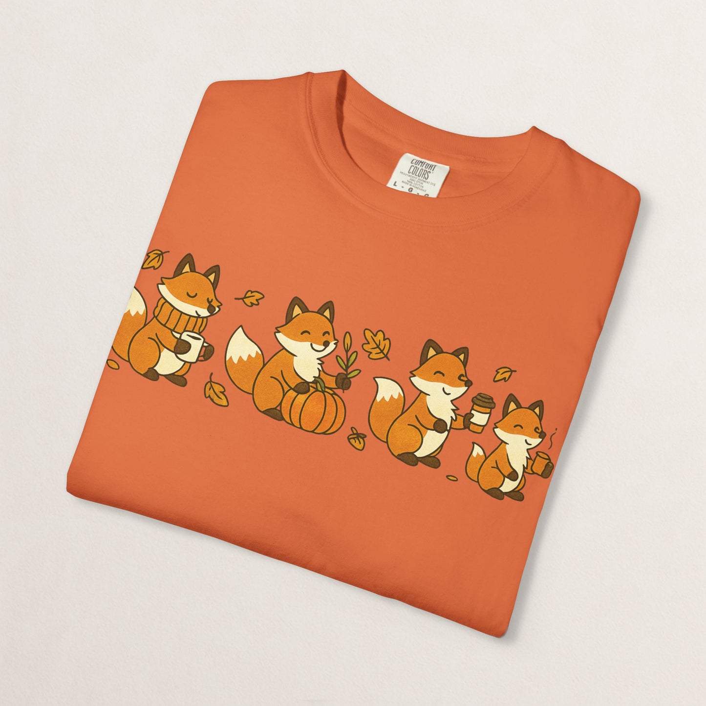 Cozy Fox Garment-Dyed T-Shirt for Nature Lovers, Cute Fall Apparel for Adults, Gift for Friends and Family, Casual Wear, Seasonal Fashion