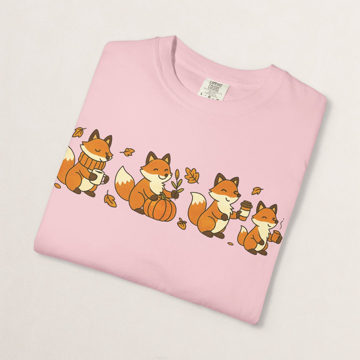 Cozy Fox Garment-Dyed T-Shirt for Nature Lovers, Cute Fall Apparel for Adults, Gift for Friends and Family, Casual Wear, Seasonal Fashion