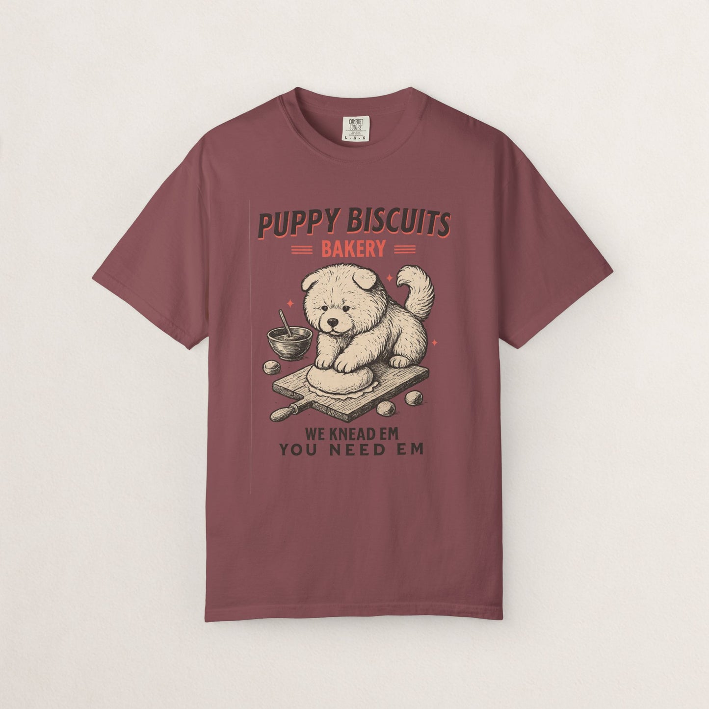 Cute Puppy Biscuit Bakery T-shirt, Dog Lover Gift, Unisex Graphic Tee, Dog Mom Shirt, Fun Pet Apparel, Animal Lover Top