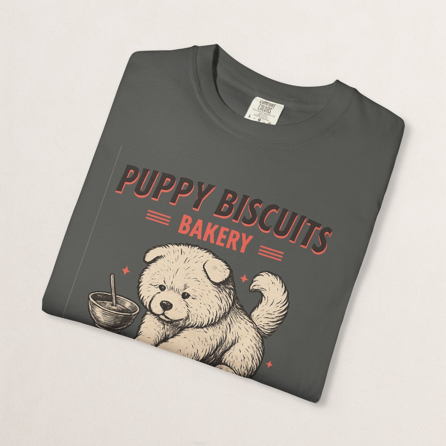 Cute Puppy Biscuit Bakery T-shirt, Dog Lover Gift, Unisex Graphic Tee, Dog Mom Shirt, Fun Pet Apparel, Animal Lover Top