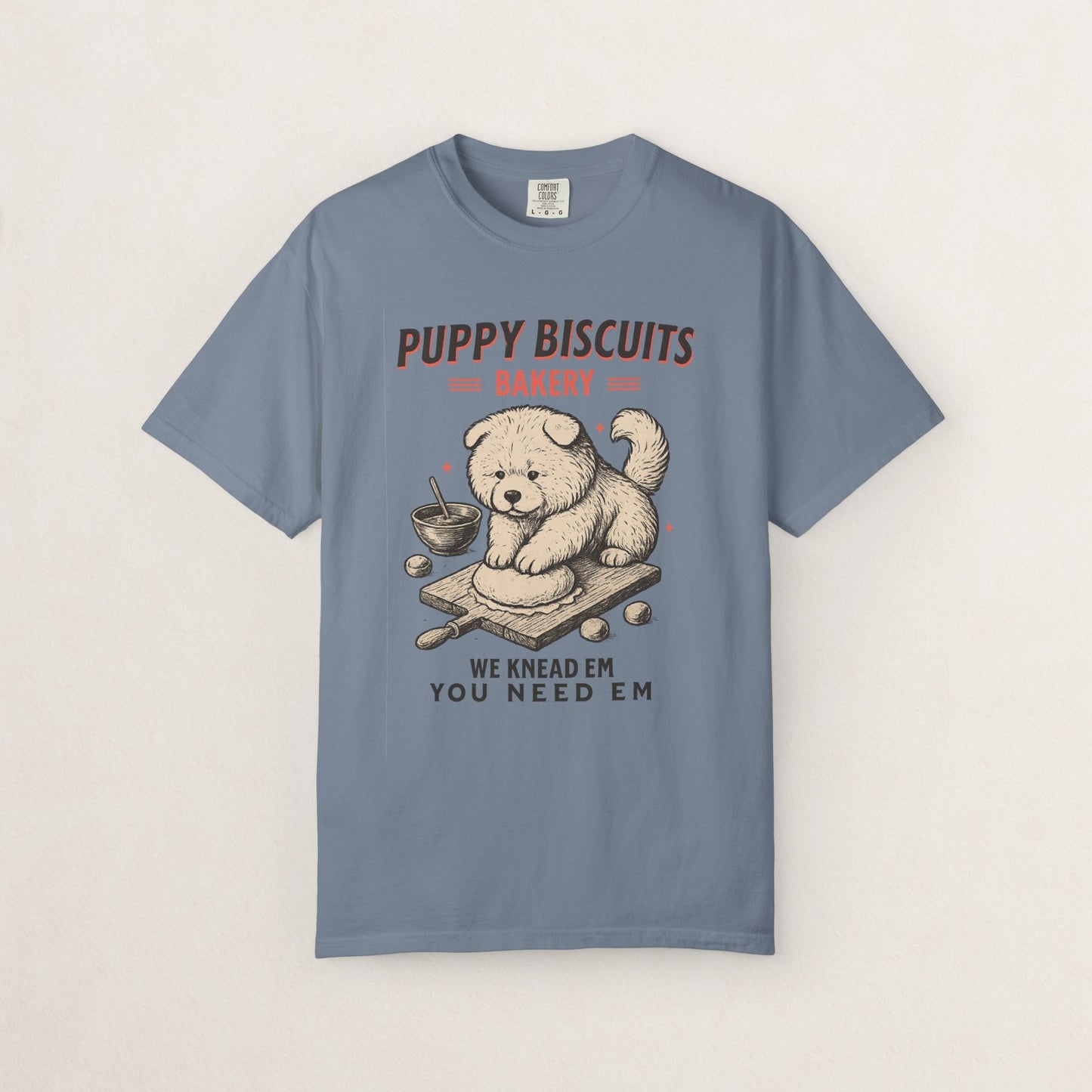 Cute Puppy Biscuit Bakery T-shirt, Dog Lover Gift, Unisex Graphic Tee, Dog Mom Shirt, Fun Pet Apparel, Animal Lover Top
