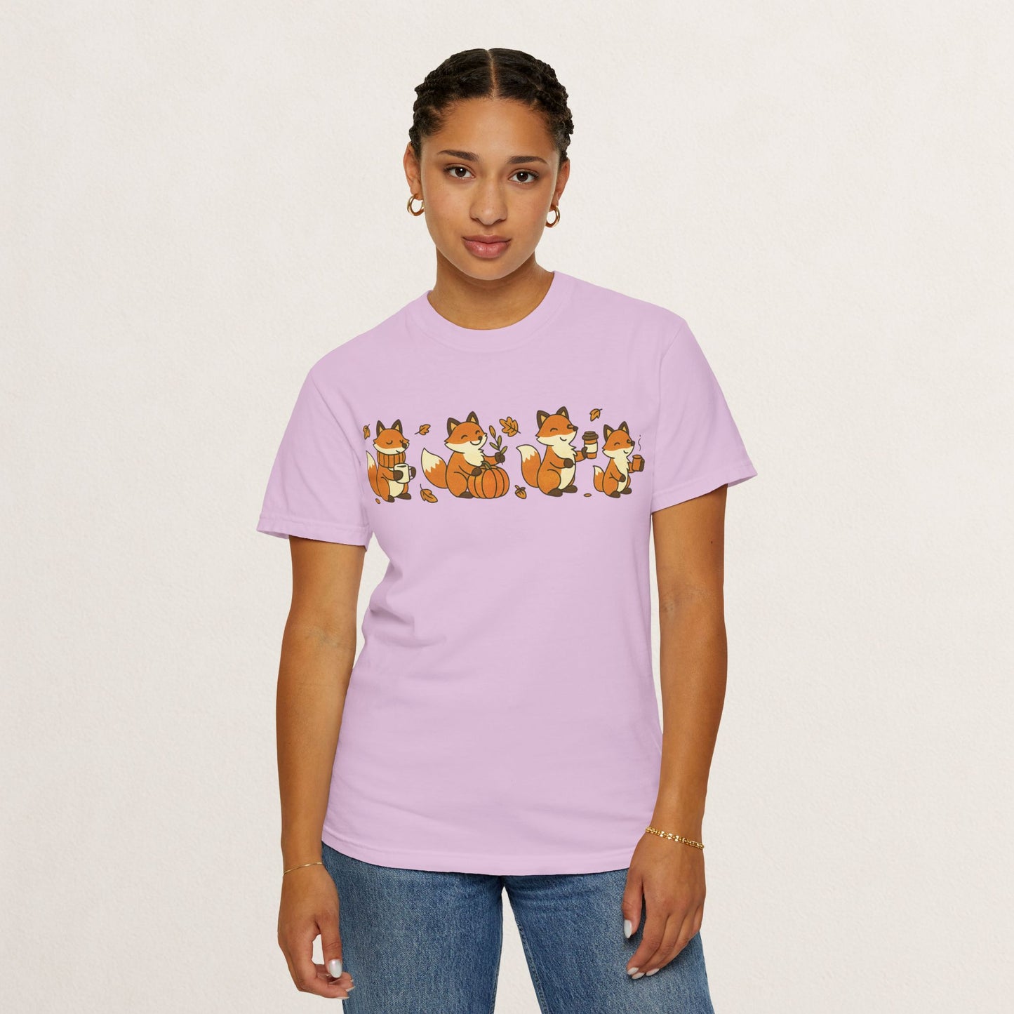 Cozy Fox Garment-Dyed T-Shirt for Nature Lovers, Cute Fall Apparel for Adults, Gift for Friends and Family, Casual Wear, Seasonal Fashion