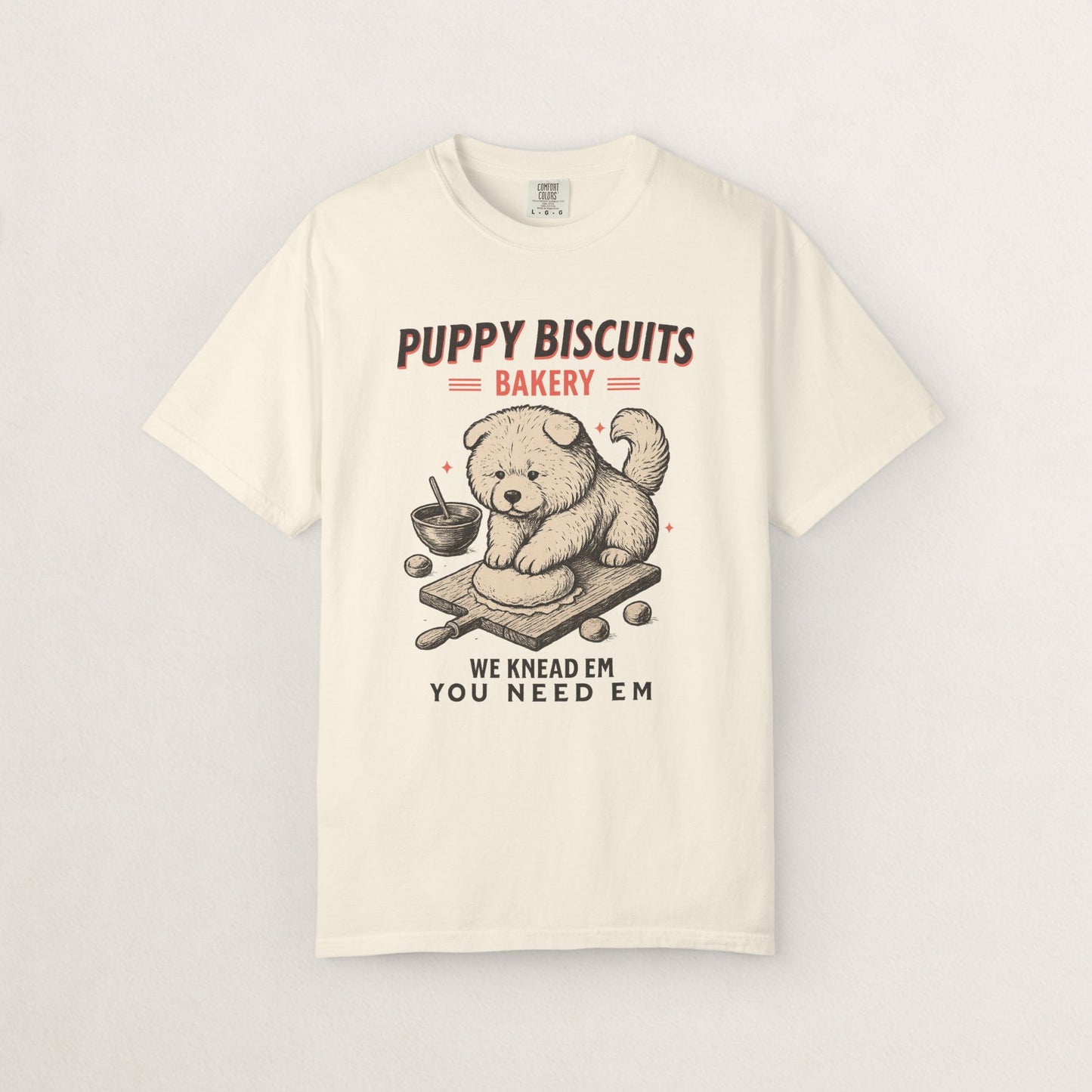 Cute Puppy Biscuit Bakery T-shirt, Dog Lover Gift, Unisex Graphic Tee, Dog Mom Shirt, Fun Pet Apparel, Animal Lover Top