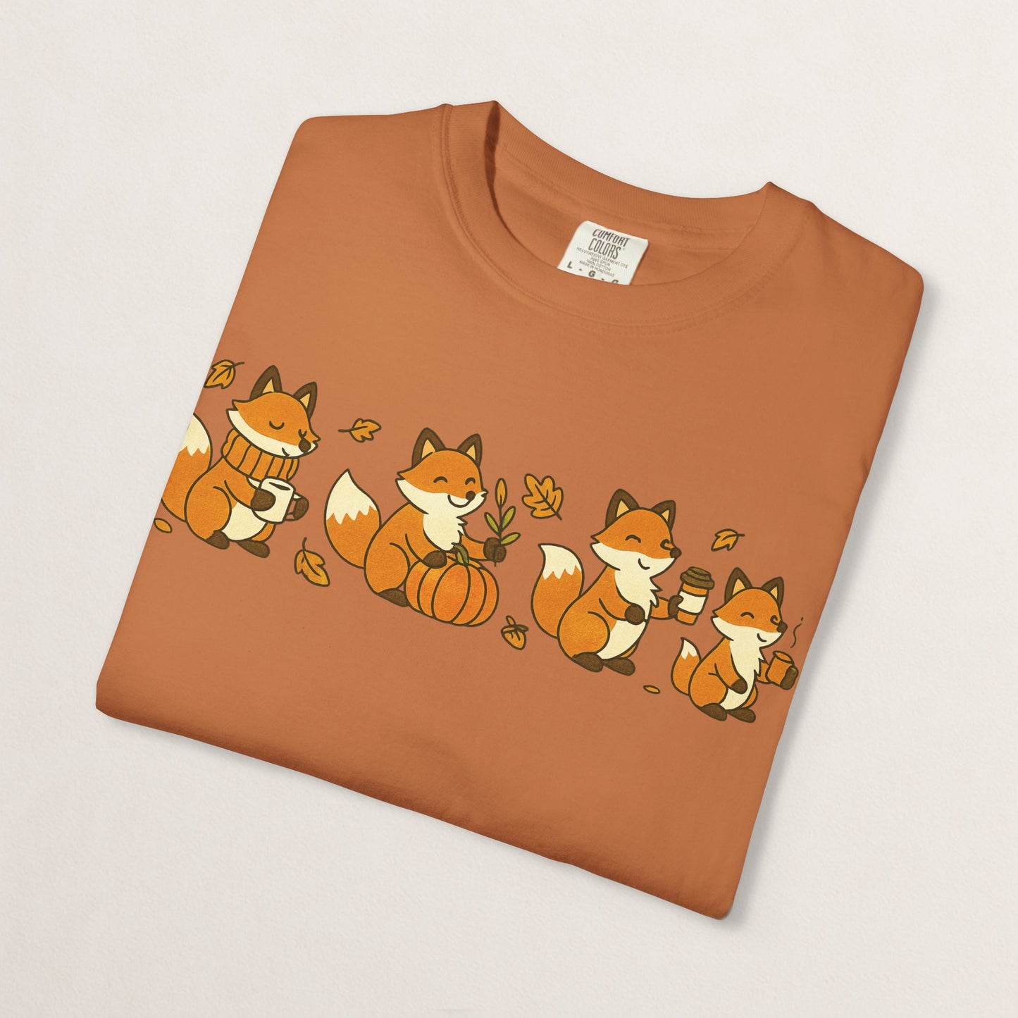 Cozy Fox Garment-Dyed T-Shirt for Nature Lovers, Cute Fall Apparel for Adults, Gift for Friends and Family, Casual Wear, Seasonal Fashion