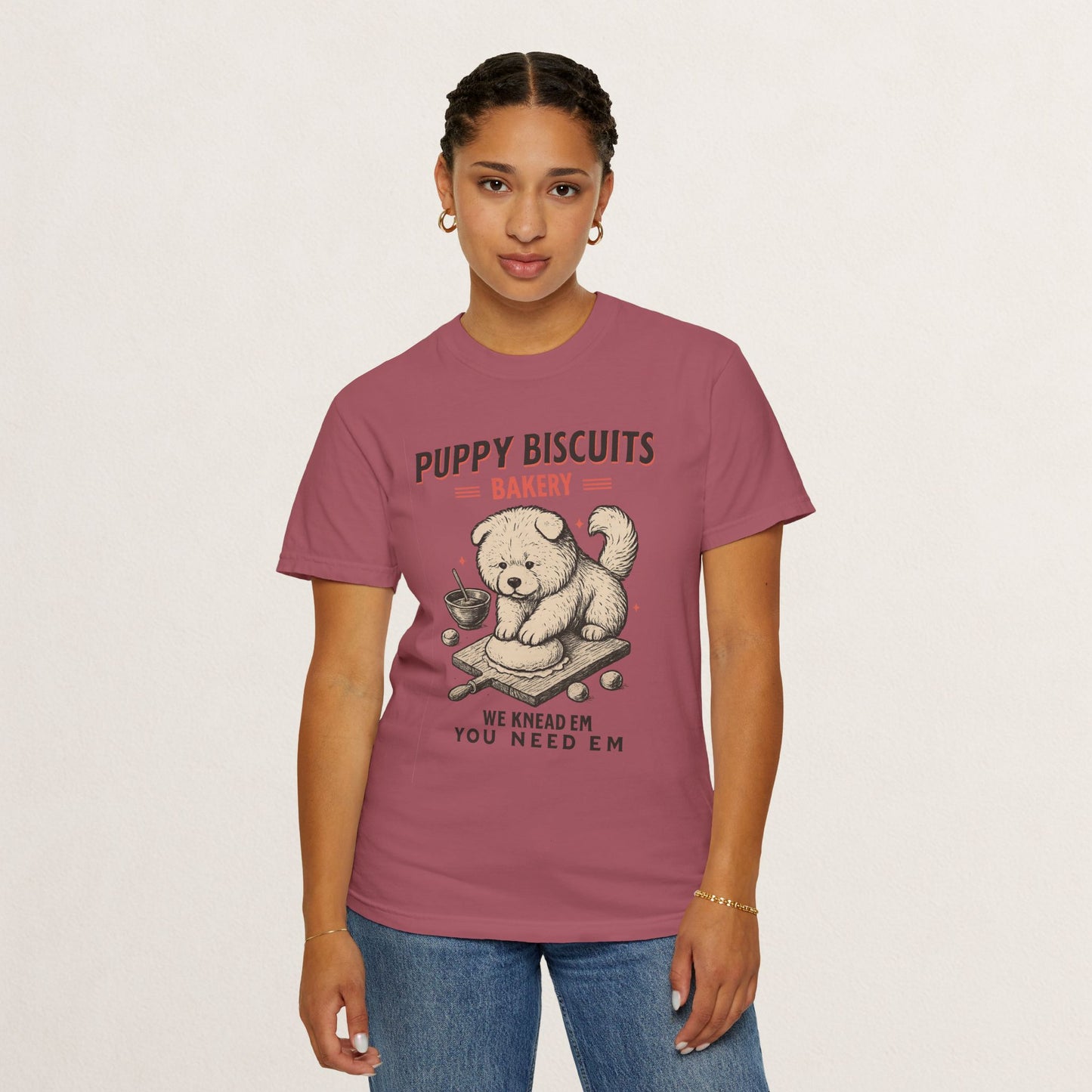 Cute Puppy Biscuit Bakery T-shirt, Dog Lover Gift, Unisex Graphic Tee, Dog Mom Shirt, Fun Pet Apparel, Animal Lover Top