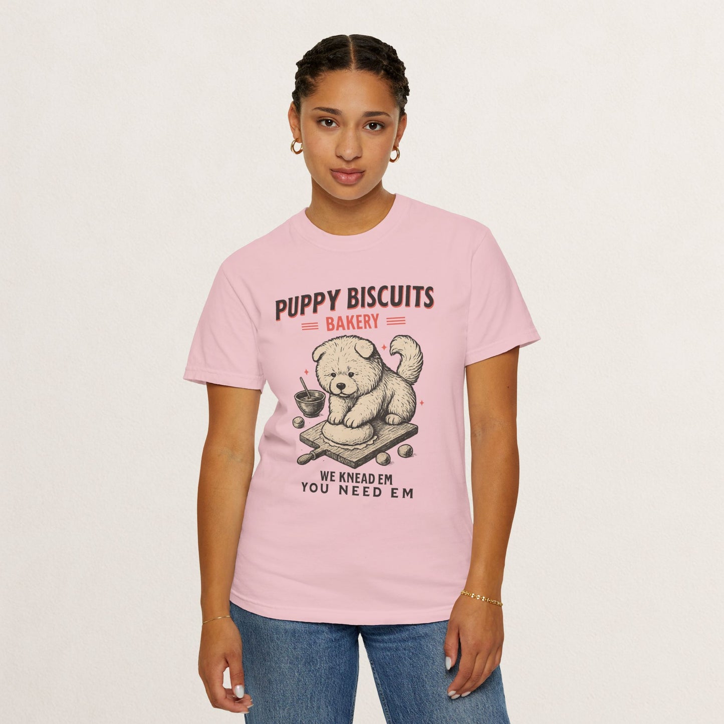 Cute Puppy Biscuit Bakery T-shirt, Dog Lover Gift, Unisex Graphic Tee, Dog Mom Shirt, Fun Pet Apparel, Animal Lover Top
