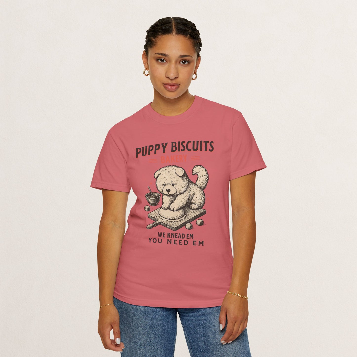 Cute Puppy Biscuit Bakery T-shirt, Dog Lover Gift, Unisex Graphic Tee, Dog Mom Shirt, Fun Pet Apparel, Animal Lover Top