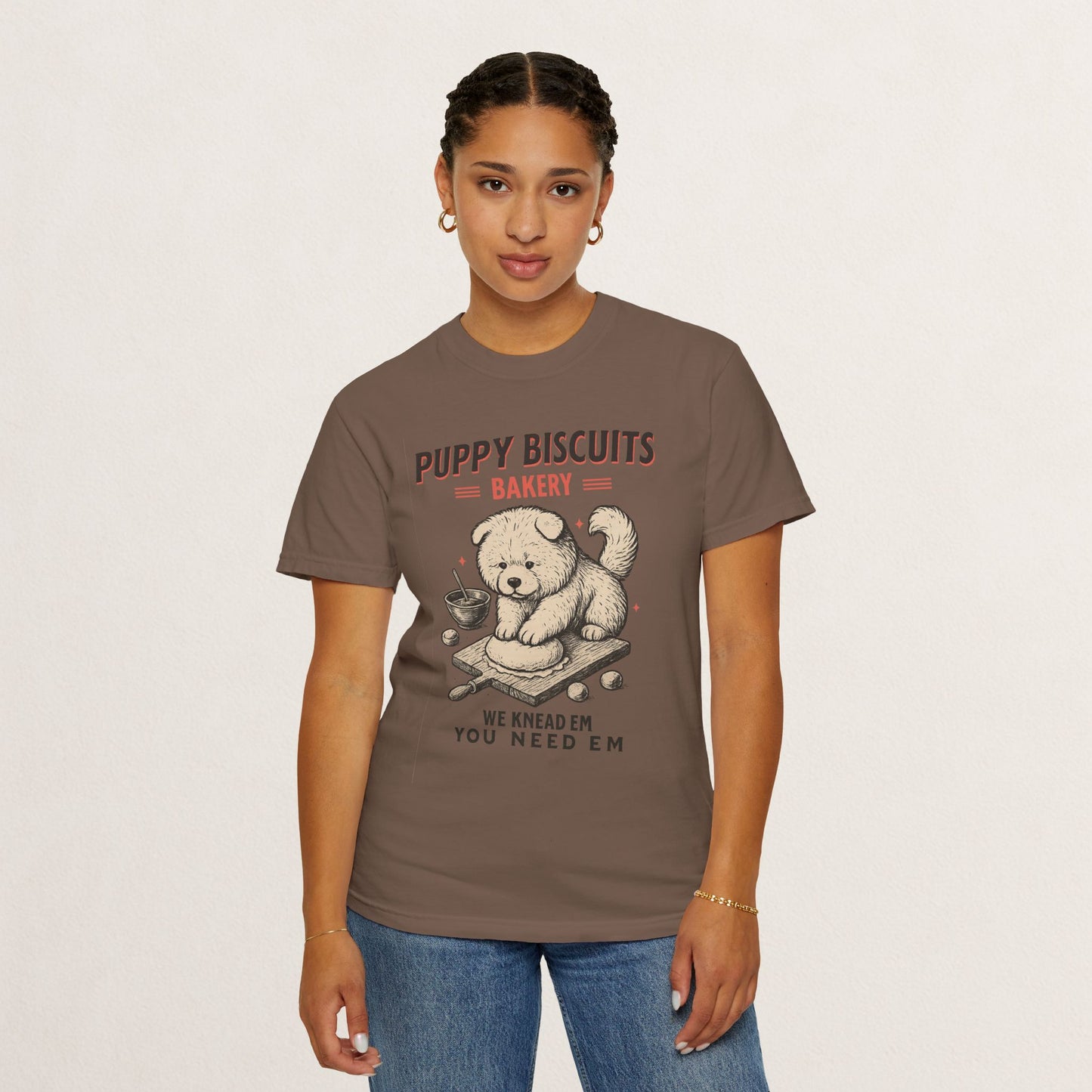 Cute Puppy Biscuit Bakery T-shirt, Dog Lover Gift, Unisex Graphic Tee, Dog Mom Shirt, Fun Pet Apparel, Animal Lover Top