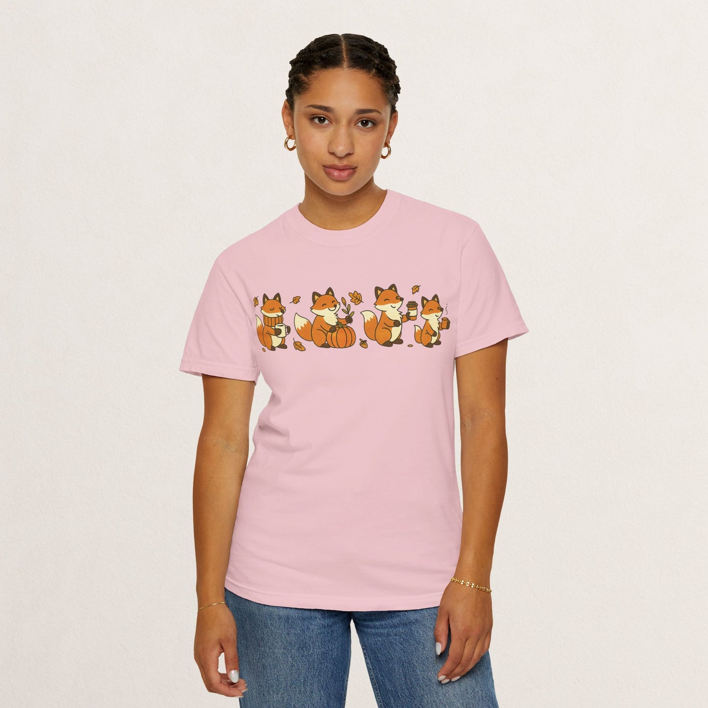 Cozy Fox Garment-Dyed T-Shirt for Nature Lovers, Cute Fall Apparel for Adults, Gift for Friends and Family, Casual Wear, Seasonal Fashion