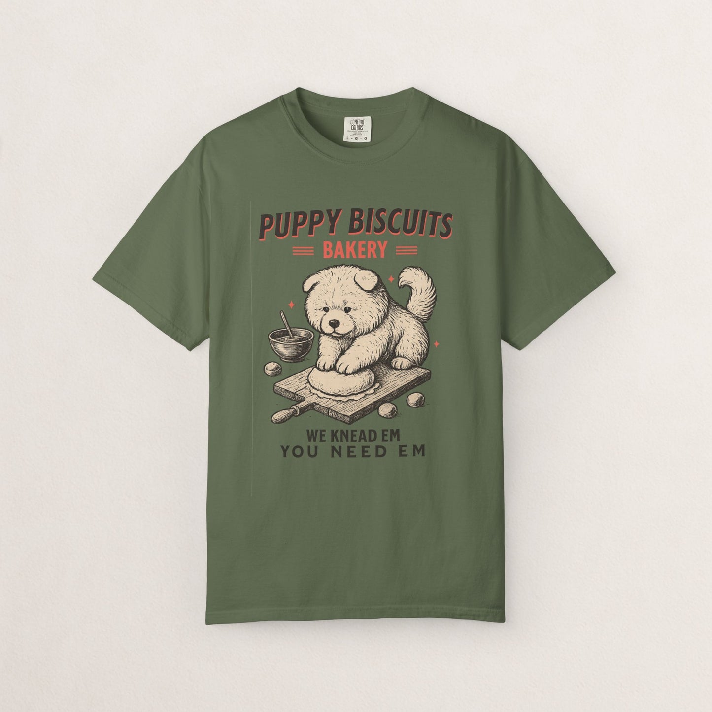 Cute Puppy Biscuit Bakery T-shirt, Dog Lover Gift, Unisex Graphic Tee, Dog Mom Shirt, Fun Pet Apparel, Animal Lover Top
