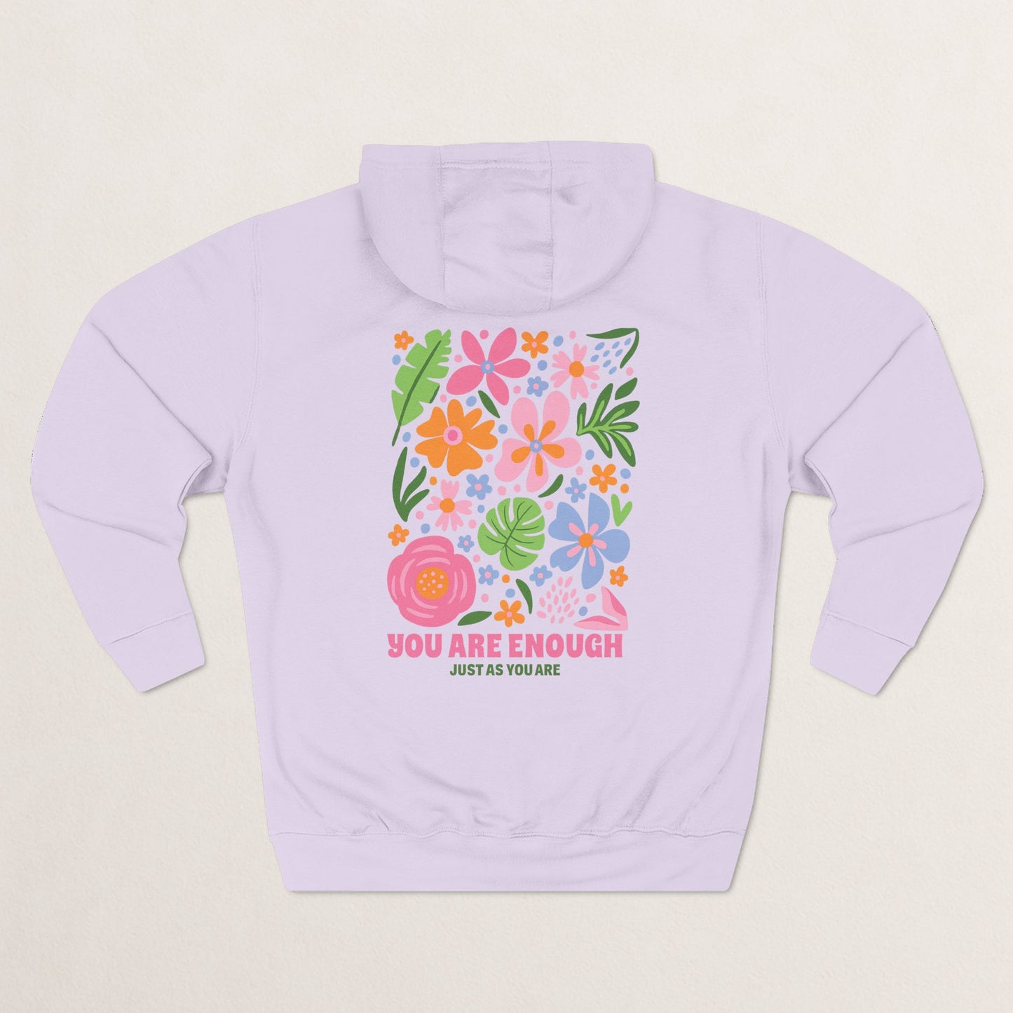 You Are Enough Floral Hoodie | Inspirational Fleece Hoodie | Self-Love Gift | Cozy Sweatshirt | Empowerment Apparel | Positive Vibes