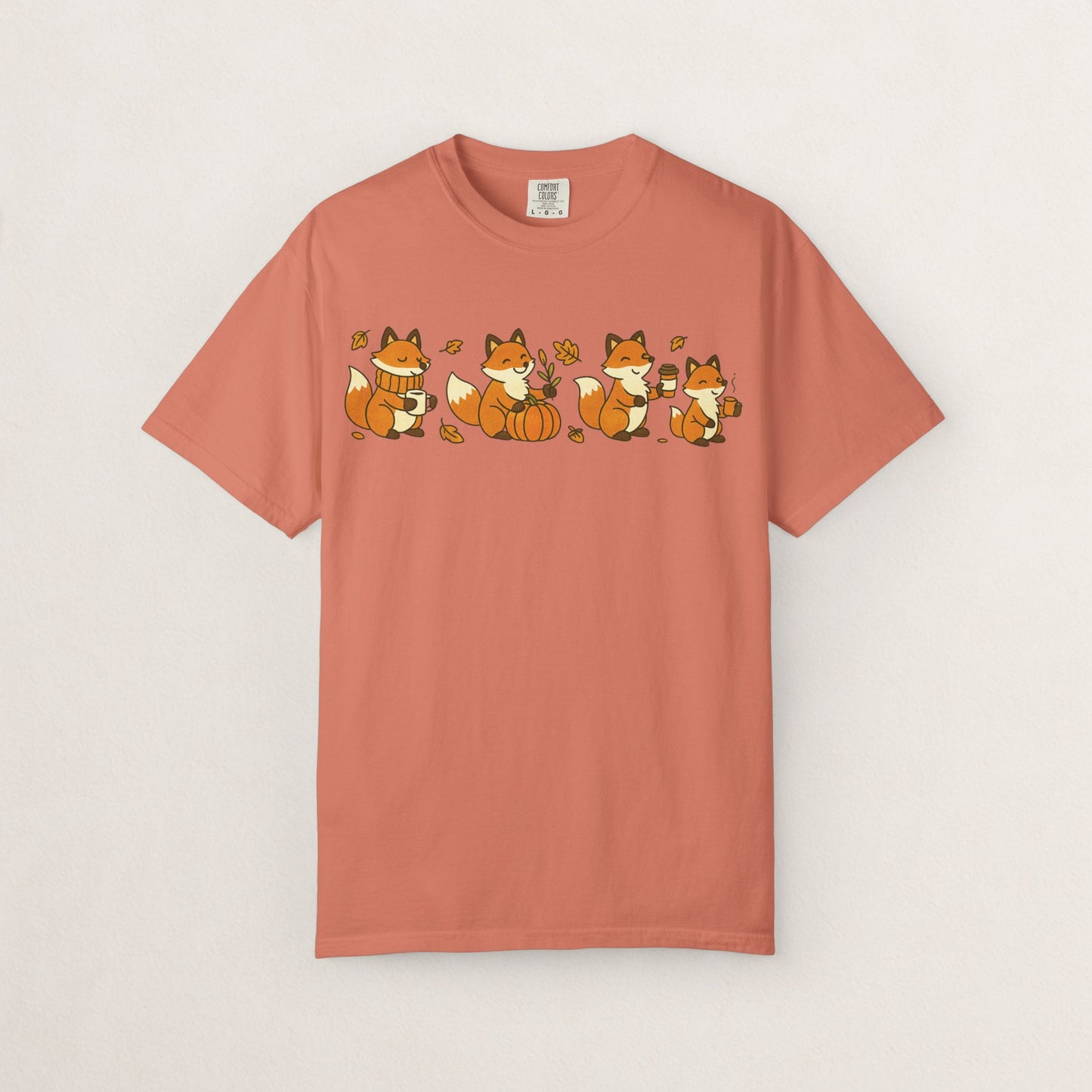 Cozy Fox Garment-Dyed T-Shirt for Nature Lovers, Cute Fall Apparel for Adults, Gift for Friends and Family, Casual Wear, Seasonal Fashion