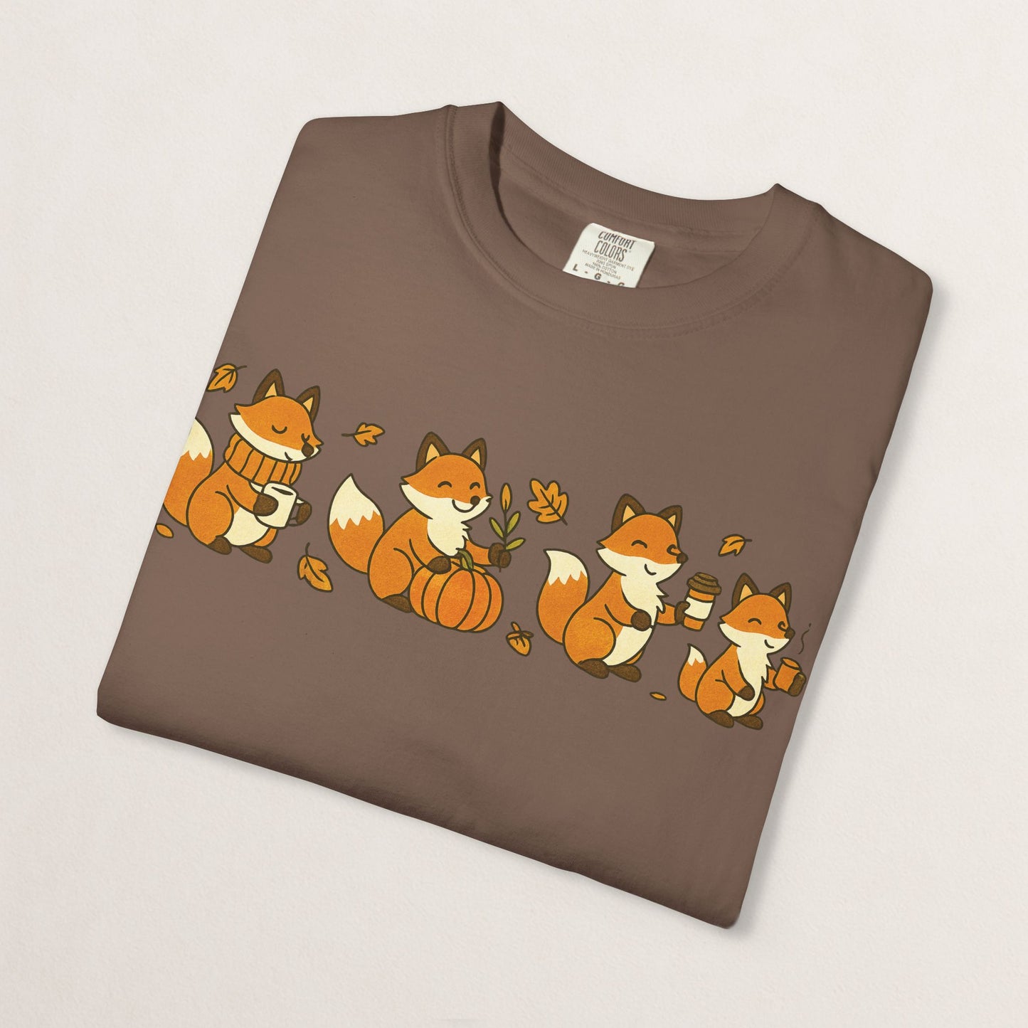 Cozy Fox Garment-Dyed T-Shirt for Nature Lovers, Cute Fall Apparel for Adults, Gift for Friends and Family, Casual Wear, Seasonal Fashion