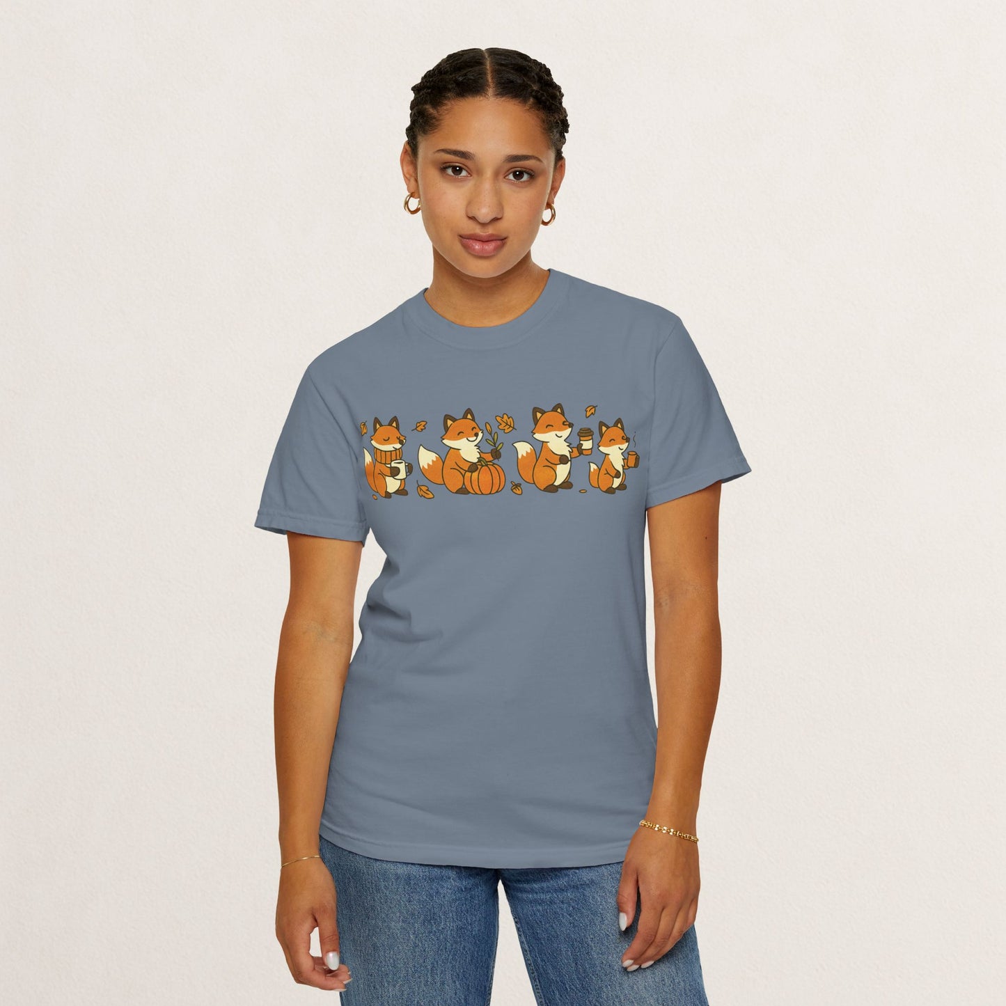 Cozy Fox Garment-Dyed T-Shirt for Nature Lovers, Cute Fall Apparel for Adults, Gift for Friends and Family, Casual Wear, Seasonal Fashion