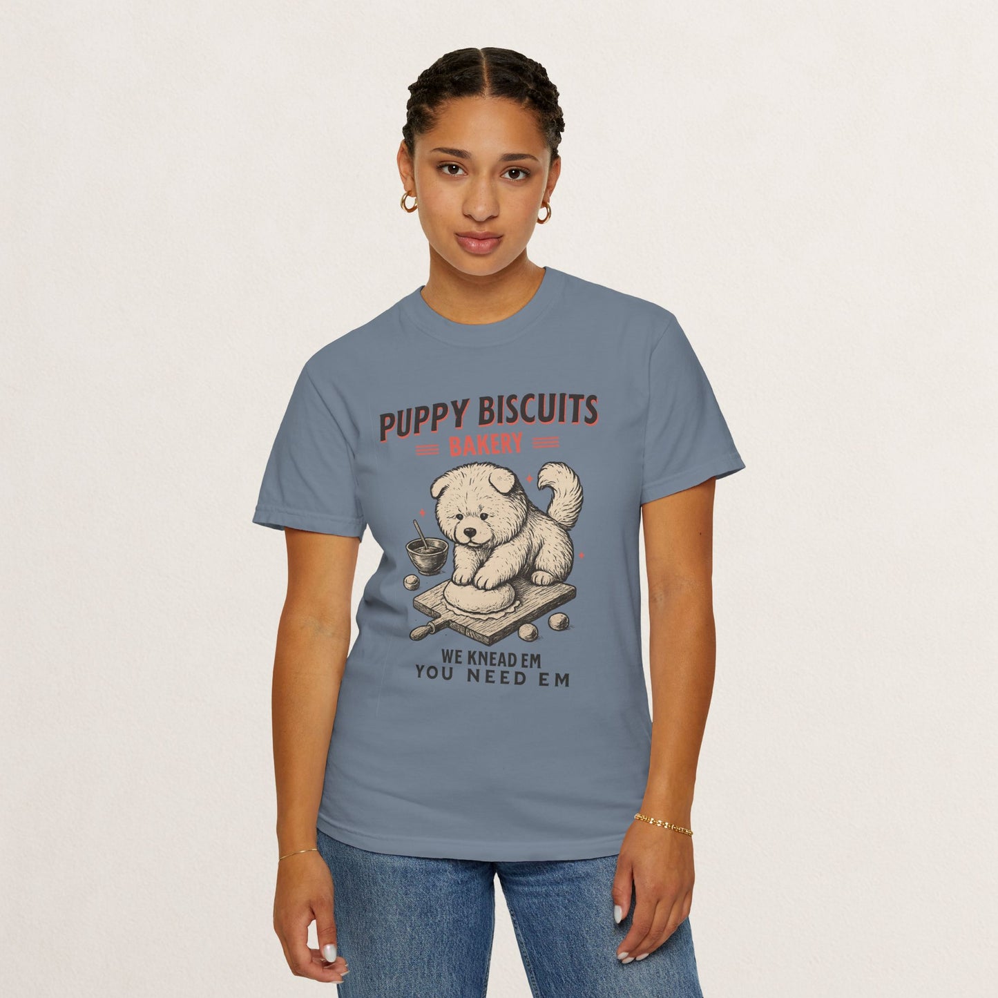 Cute Puppy Biscuit Bakery T-shirt, Dog Lover Gift, Unisex Graphic Tee, Dog Mom Shirt, Fun Pet Apparel, Animal Lover Top