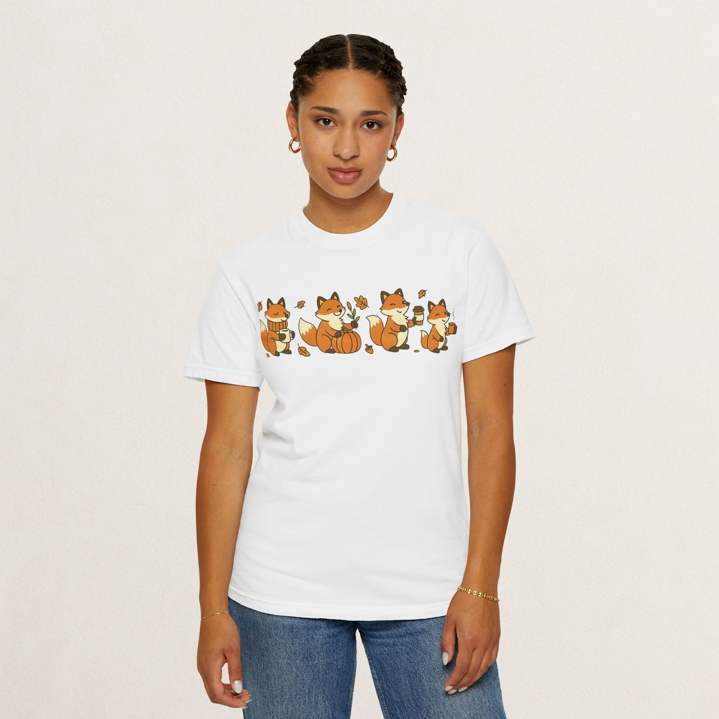 Cozy Fox Garment-Dyed T-Shirt for Nature Lovers, Cute Fall Apparel for Adults, Gift for Friends and Family, Casual Wear, Seasonal Fashion