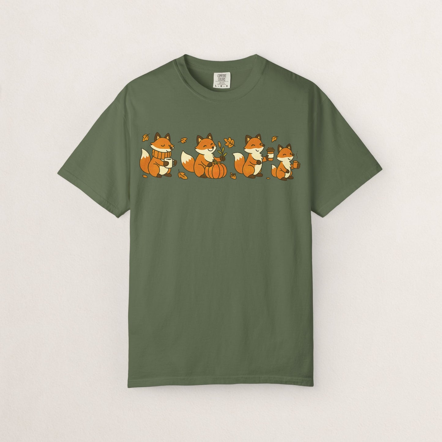 Cozy Fox Garment-Dyed T-Shirt for Nature Lovers, Cute Fall Apparel for Adults, Gift for Friends and Family, Casual Wear, Seasonal Fashion