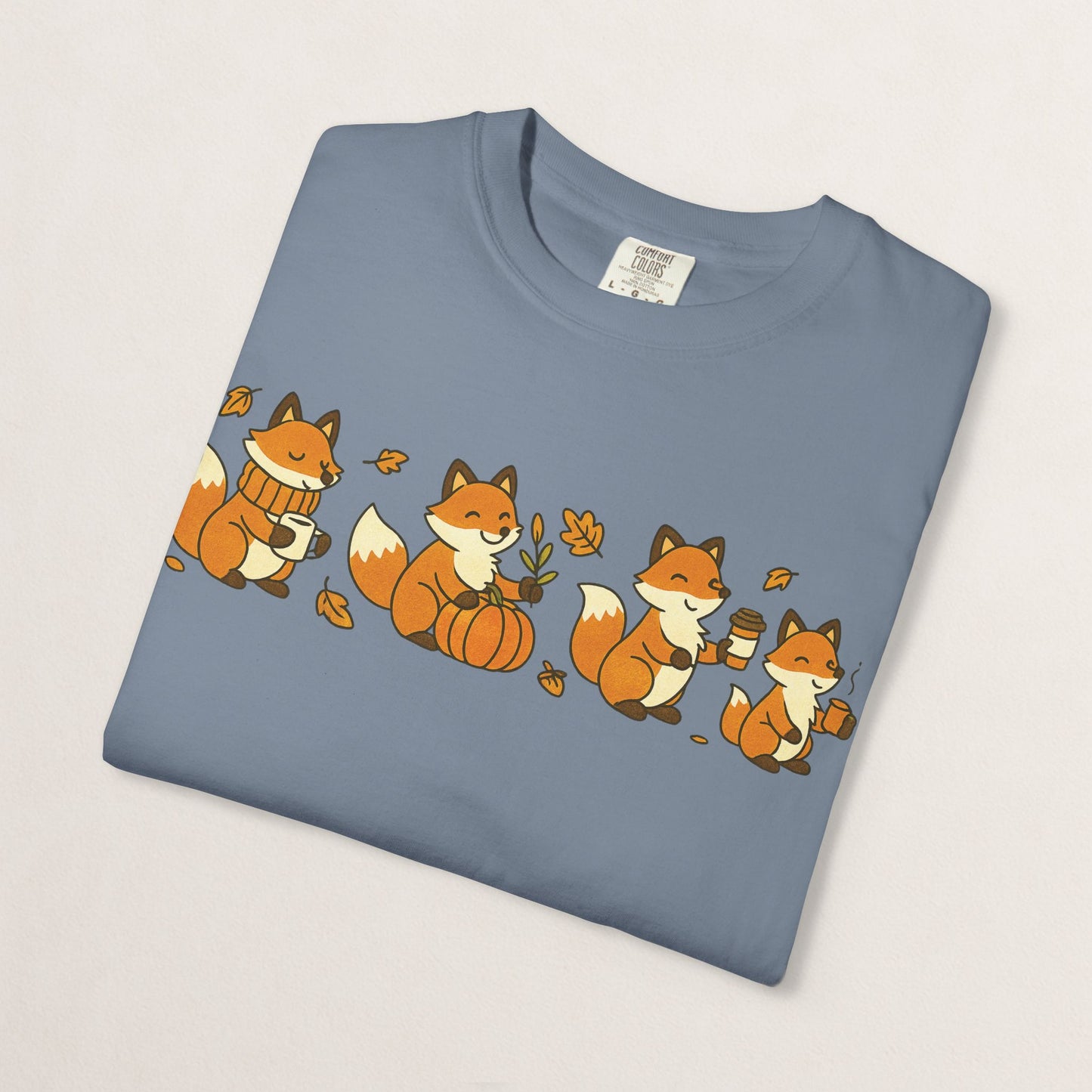 Cozy Fox Garment-Dyed T-Shirt for Nature Lovers, Cute Fall Apparel for Adults, Gift for Friends and Family, Casual Wear, Seasonal Fashion