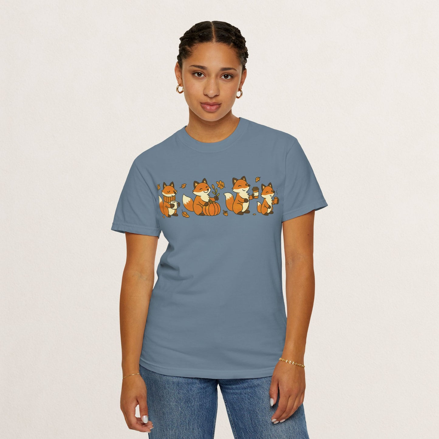 Cozy Fox Garment-Dyed T-Shirt for Nature Lovers, Cute Fall Apparel for Adults, Gift for Friends and Family, Casual Wear, Seasonal Fashion