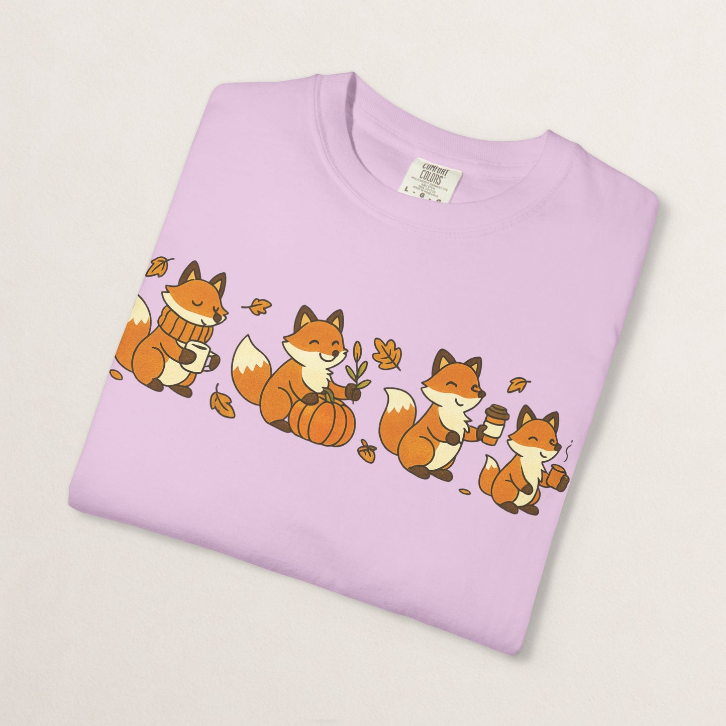 Cozy Fox Garment-Dyed T-Shirt for Nature Lovers, Cute Fall Apparel for Adults, Gift for Friends and Family, Casual Wear, Seasonal Fashion