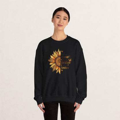 Sunshine Crewneck Sweatshirt, Unisex Sweater, Gift for Her, Cozy Autumn Apparel, Inspirational Wall Art Style