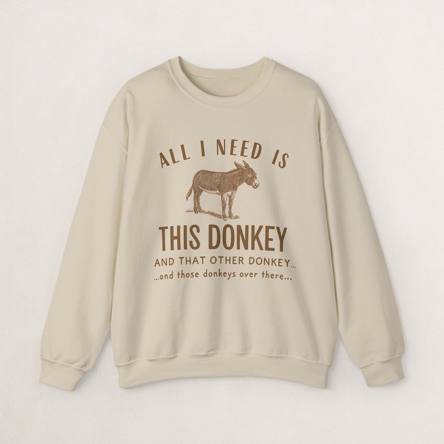 All I Need Is This Donkey Crewneck Sweatshirt, Funny Animal Sweatshirt, Gift for Donkey Lovers, Cozy Sweatshirt, Farm Animal Apparel, [...]