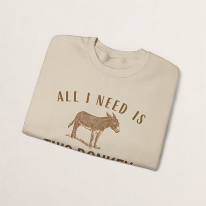 All I Need Is This Donkey Crewneck Sweatshirt, Funny Animal Sweatshirt, Gift for Donkey Lovers, Cozy Sweatshirt, Farm Animal Apparel, [...]