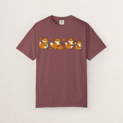 Cozy Fox Garment-Dyed T-Shirt for Nature Lovers, Cute Fall Apparel for Adults, Gift for Friends and Family, Casual Wear, Seasonal Fashion
