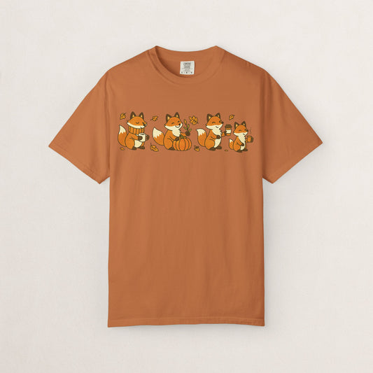 Cozy Fox Garment-Dyed T-Shirt for Nature Lovers, Cute Fall Apparel for Adults, Gift for Friends and Family, Casual Wear, Seasonal Fashion