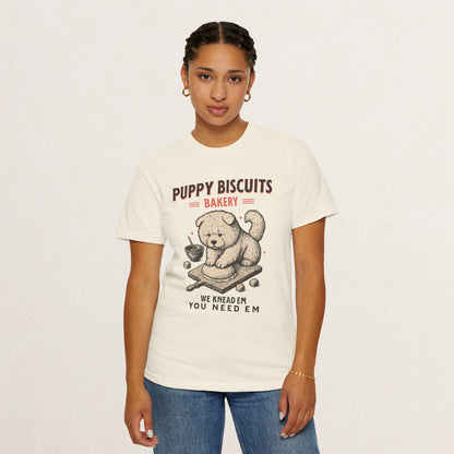 Cute Puppy Biscuit Bakery T-shirt, Dog Lover Gift, Unisex Graphic Tee, Dog Mom Shirt, Fun Pet Apparel, Animal Lover Top