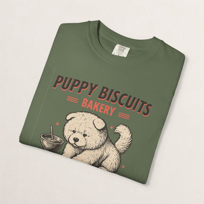 Cute Puppy Biscuit Bakery T-shirt, Dog Lover Gift, Unisex Graphic Tee, Dog Mom Shirt, Fun Pet Apparel, Animal Lover Top