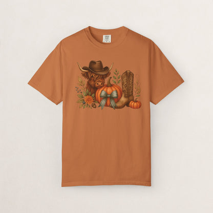Unisex Autumn Graphic Tee, Fall Vibe T-Shirt, Pumpkin Decor Shirt, Harvest Season Top, Cowboy Aesthetic Apparel