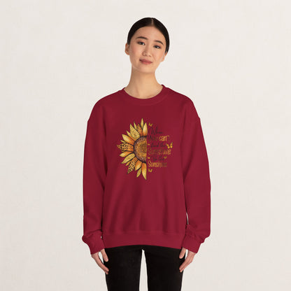 Sunshine Crewneck Sweatshirt, Unisex Sweater, Gift for Her, Cozy Autumn Apparel, Inspirational Wall Art Style