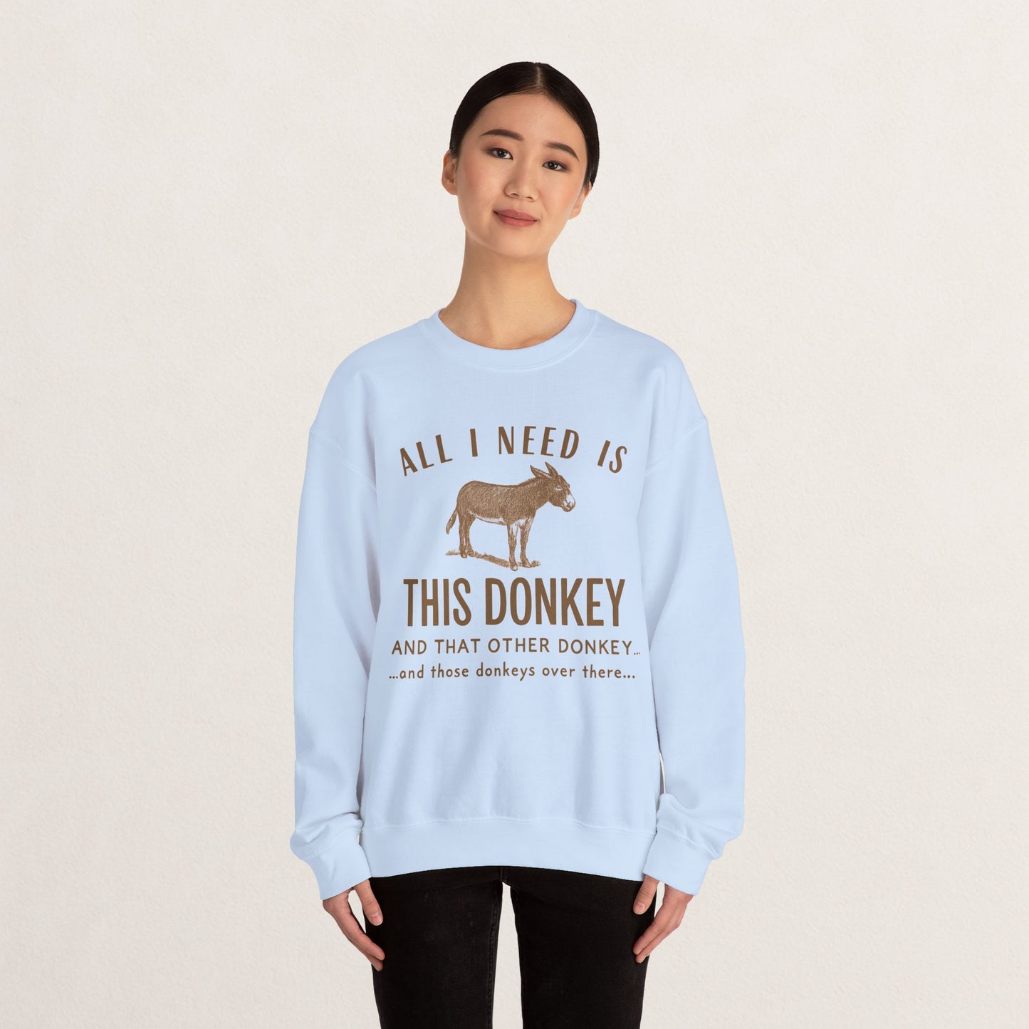 All I Need Is This Donkey Crewneck Sweatshirt, Funny Animal Sweatshirt, Gift for Donkey Lovers, Cozy Sweatshirt, Farm Animal Apparel, [...]